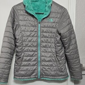 The North Face Kids Gray Jacket with Teal Accents